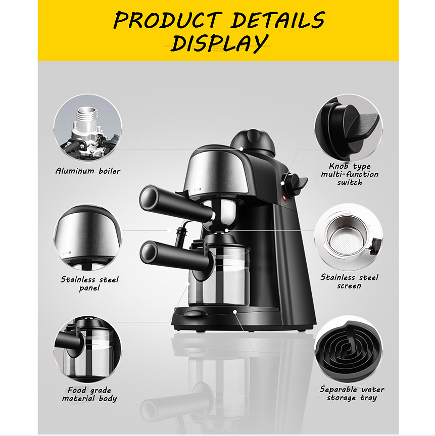 PSCM6810 3.5bar Steam Espresso Machine - 4 Cup Epresso & Cappuccino Coffee Maker | Home Compact Espresso Machine