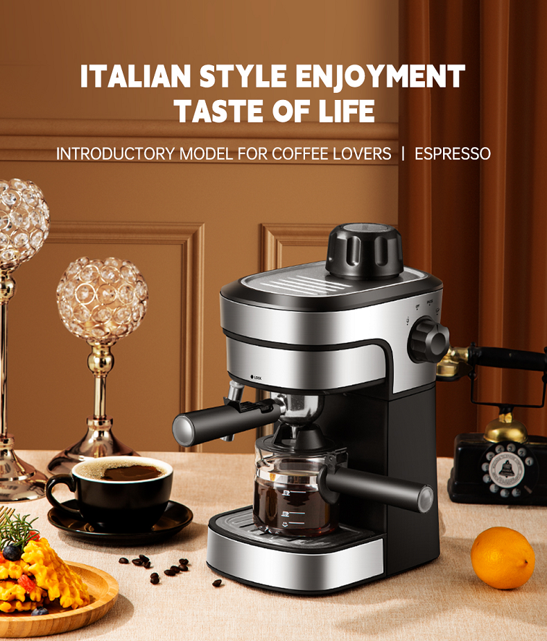PSCM6910 Semiautomatic High-Pressure Steam Integrated Coffee Machine | Espresso Extraction and Milk Foaming | Touchscreen Display | Home and Commercial Use