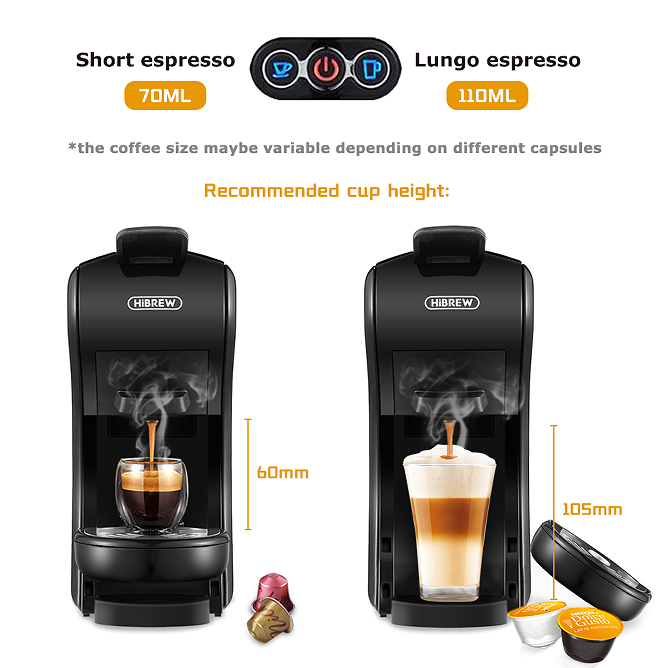 70ml Capsule Coffee Machine - Automatic Espresso Maker with 19Bar Extraction | French Drip, Mocha, Italian Epresso | Touch Sensing 1450W