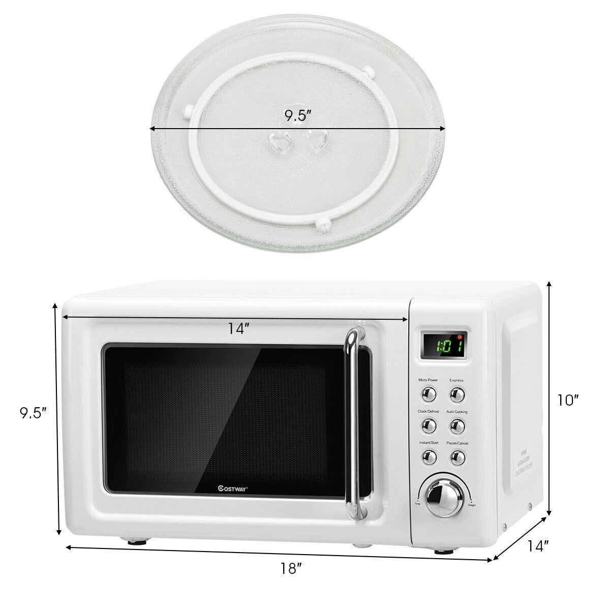 Charming 700W Retro Microwave Oven with 5 Power Levels & 8 Auto Cook Modes for Effortless Meals