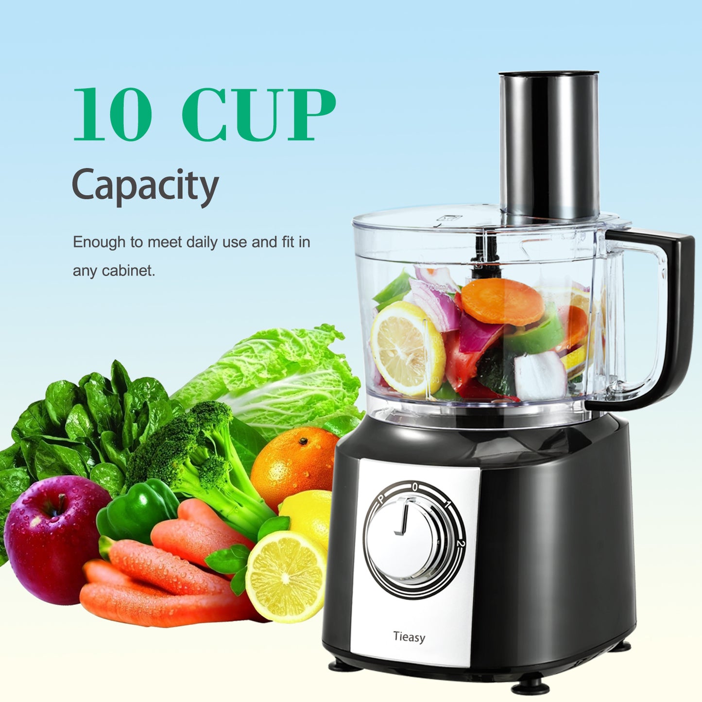 Multifunctional 600W 10Cup Food Processor Chef Machine - Compact & Classic Blender