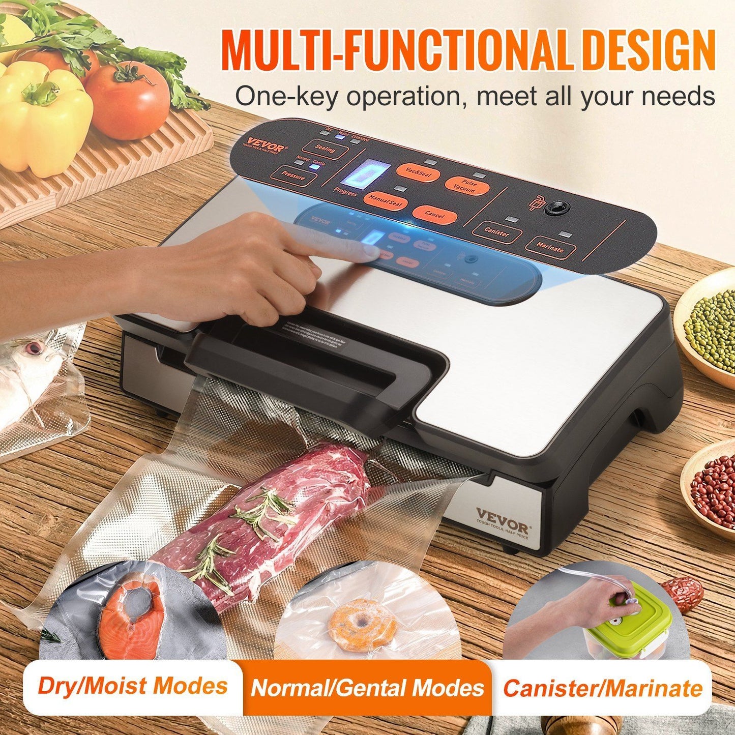 VEVOR Vacuum Sealer Machine - 90Kpa Dual Pump and Dual Sealing - Keep Food Fresh and Save Money