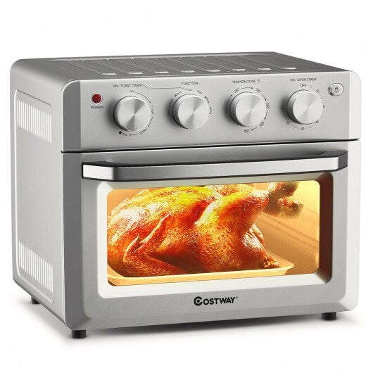 Dehydrate Convection Air Fryer Toaster Oven with 5 Accessories - Silver | Healthy & Delicious Cooking | 19 Qt Capacity | 7 Pre-set Options