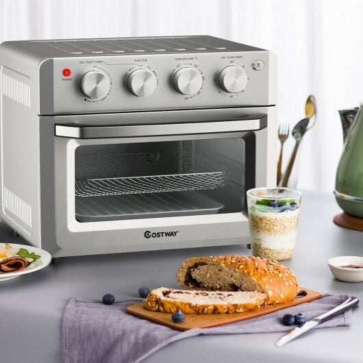 Dehydrate Convection Air Fryer Toaster Oven with 5 Accessories - Silver | Healthy & Delicious Cooking | 19 Qt Capacity | 7 Pre-set Options