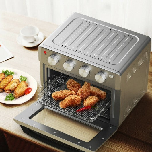 Dehydrate Convection Air Fryer Toaster Oven with 5 Accessories - Silver | Healthy & Delicious Cooking | 19 Qt Capacity | 7 Pre-set Options