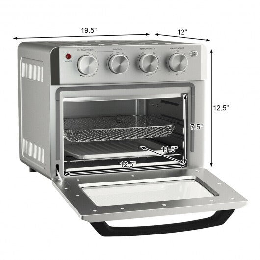 Dehydrate Convection Air Fryer Toaster Oven with 5 Accessories - Silver | Healthy & Delicious Cooking | 19 Qt Capacity | 7 Pre-set Options
