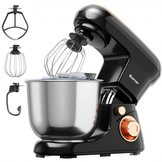 Powerful 5.3 Qt Black Stand Mixer with 6 Speeds & Versatile Attachments - Effortless Food Prep!