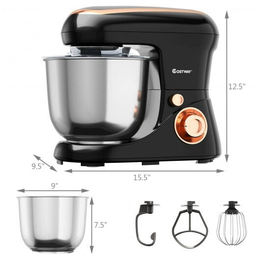 Powerful 5.3 Qt Black Stand Mixer with 6 Speeds & Versatile Attachments - Effortless Food Prep!