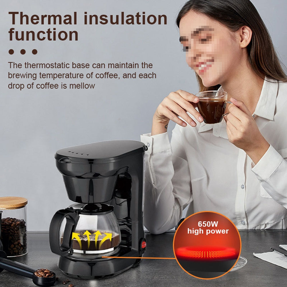 650w Automatic Drip Coffee Maker 750ml | Large Capacity Espresso Machine for Beginners | Thermostatic Base | EU Plug