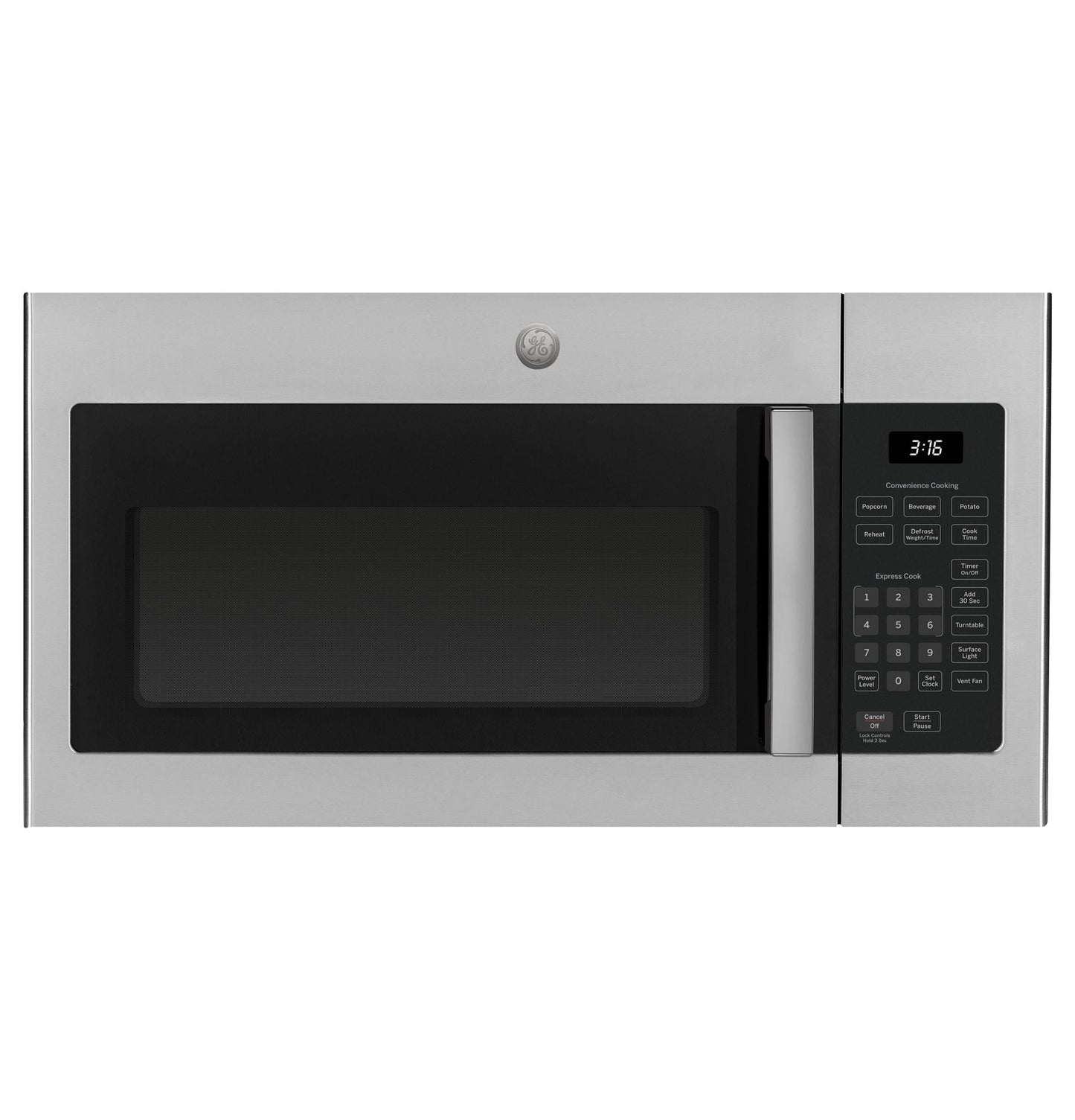 GE 30-Inch Over-The-Range Microwave Oven, 1.6 Cu. Ft. Capacity, 2-Speed 300 CFM Venting, Stainless Steel