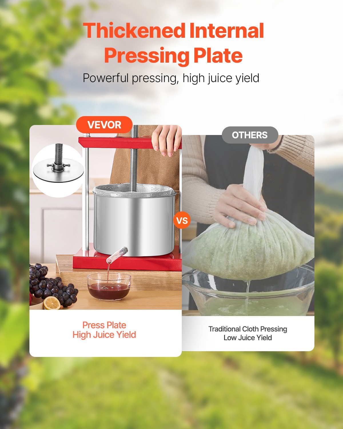 1.6 Gal/6L Fruit Wine Press, 2 Stainless Steel Barrels, Manual Juice Maker, Cider Apple Grape Tincture Honey Olive Oil Making Press with T-Handle for Outdoor Kitchen Home