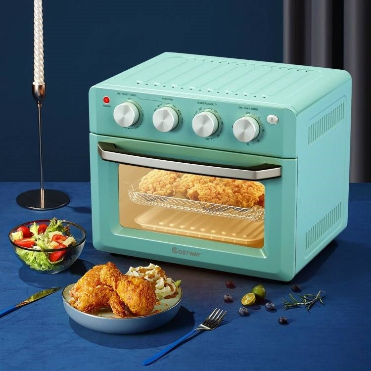 Modern Space Saving Countertop Kitchen Convection Toaster Oven Air Fryer - Teal | 7 Cooking Functions | Versatile Kitchen Appliance