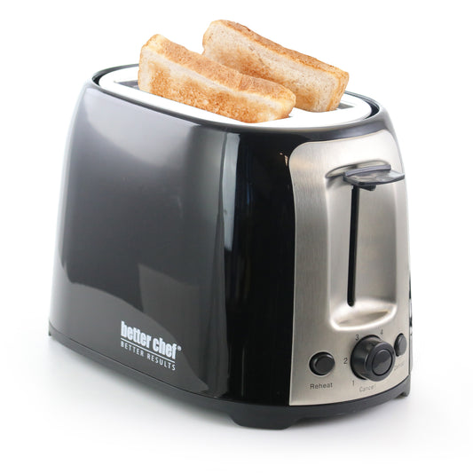Better Chef Cool Touch Wide-Slot Toaster- Black - Versatile Toasting for Bagels, Waffles, and More