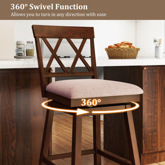 24 Inch Counter Height Barstools with Backrest and Upholstered Seat Cushion for Kitchen Dining Room-24 Inch