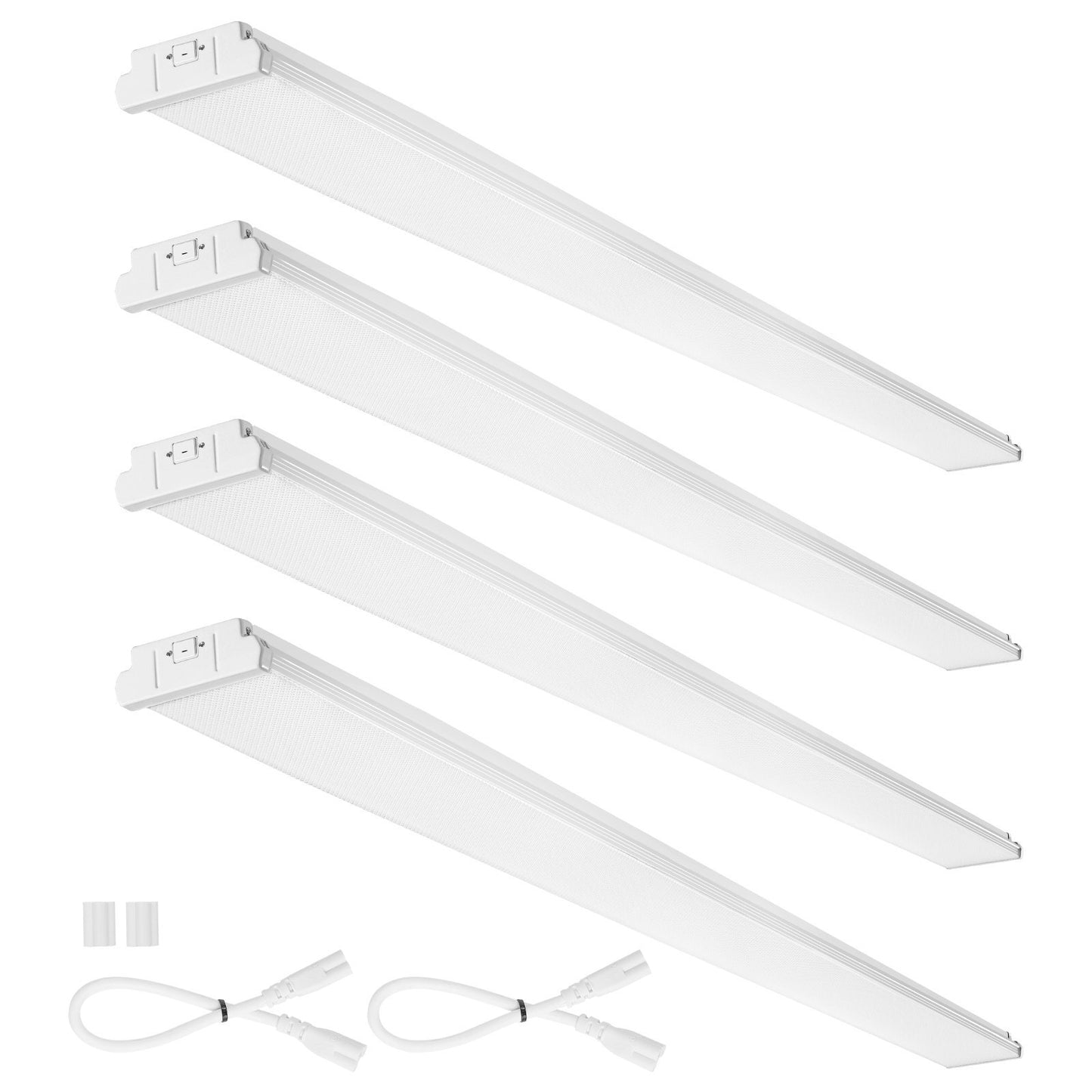 8FT LED Wraparound Light, 110W 10,000LM, Flush Mount LED Shop Light, 4 Pack 6500K Daylight LED Kitchen Ceiling Lighting Fixtures, for Garage Office Laundry Fluorescent Tube Replacement, FCC