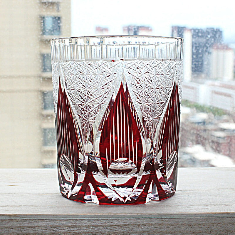 Color: Flame Red - Household Fashion Simple Crystal Glass Cup