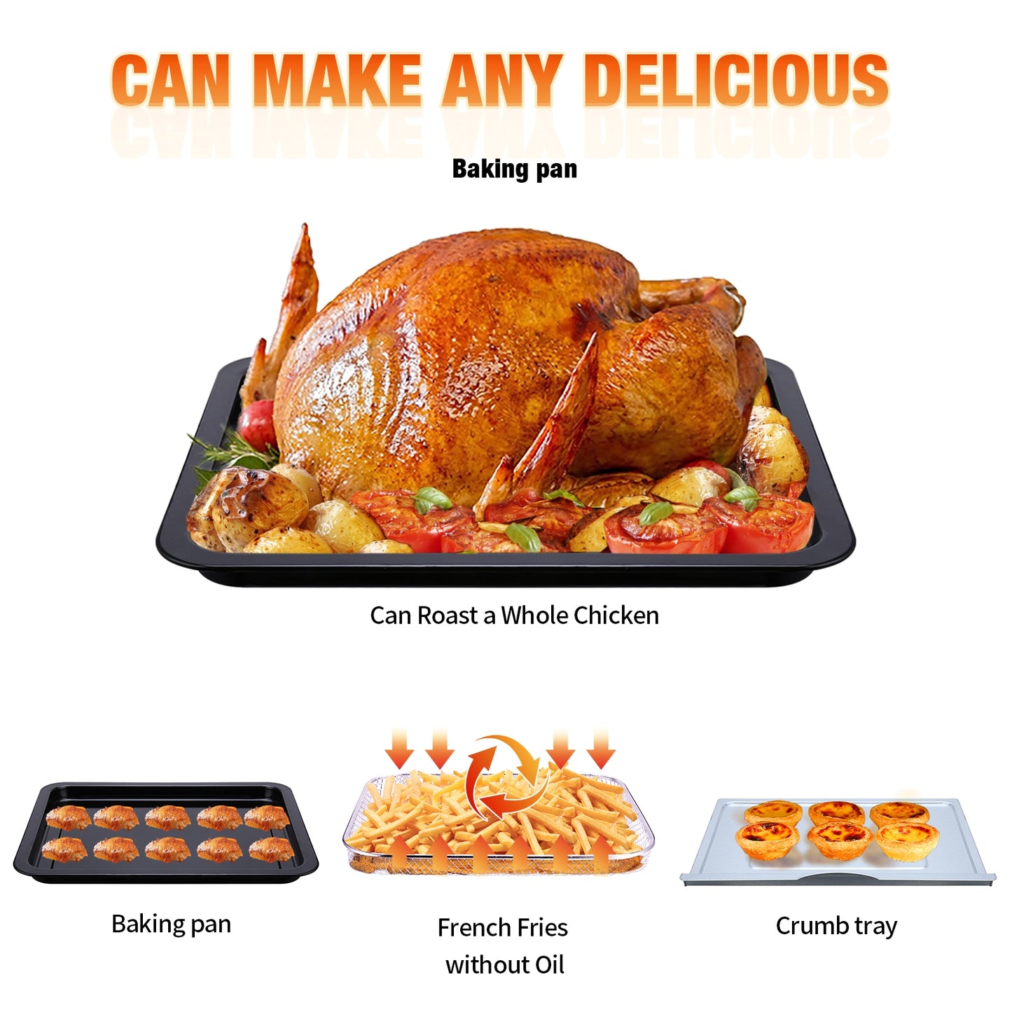 US GEEK CHEF Air Fryer 10QT - Oil-free Stainless Steel Countertop Toaster Oven - Healthy, Powerful, and Easy Cooking - 1400w Black