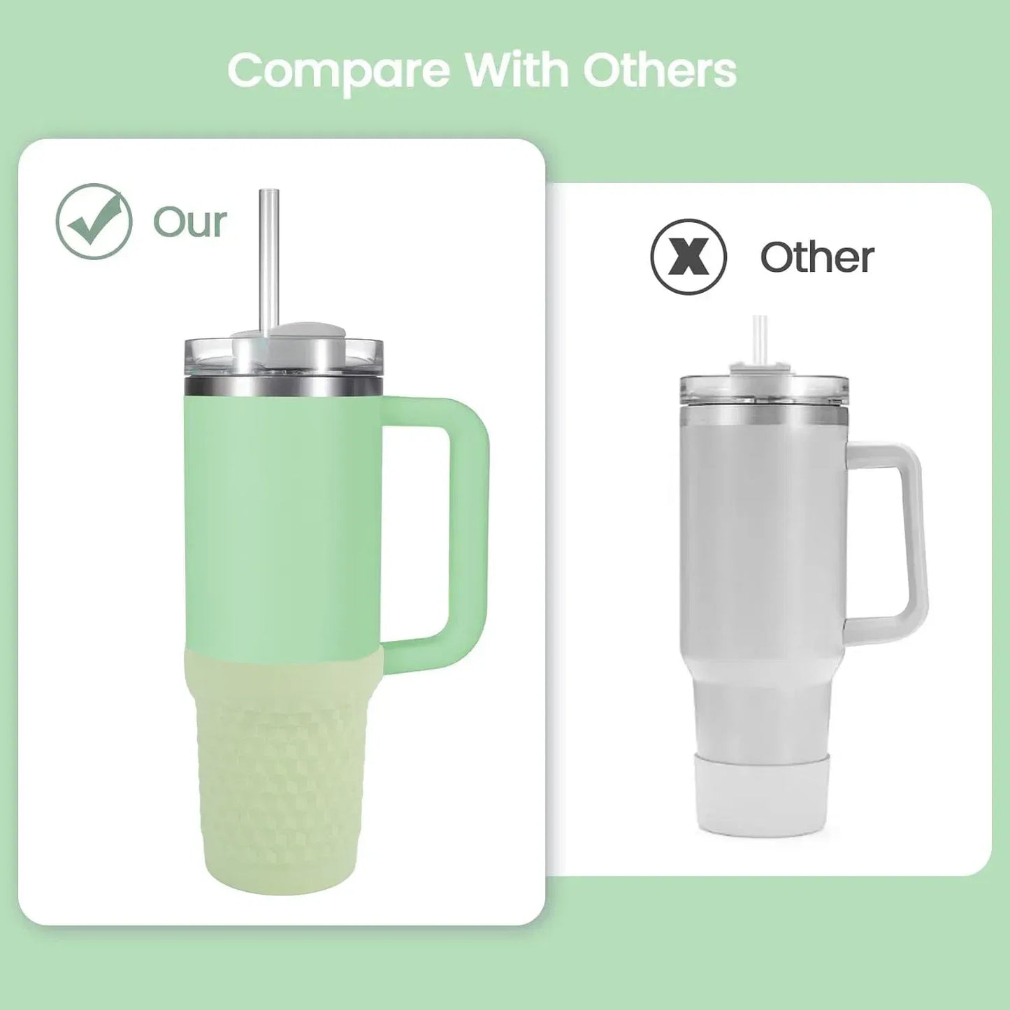 Color: Champagne - Silicone Boot for Stanley Quencher H2.0 FlowState Tumbler 40oz Cup Bottom Protector Sleeve