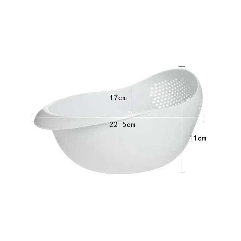 Color: Black - Rice Sieve Plastic Colander Kitchen Drain Basket with Handles Rice Bowl Strainer Strainer Basket Sink Drain Kitchen Tools