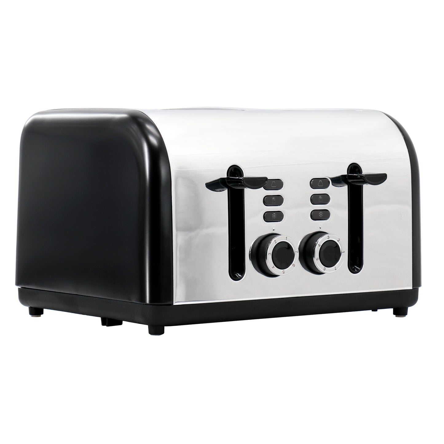 Redmond 4-Slice Wide Slot Stainless Steel Toaster - Efficient Breakfast Appliance with 7 Heat Settings, Mirror Polished Design - Black