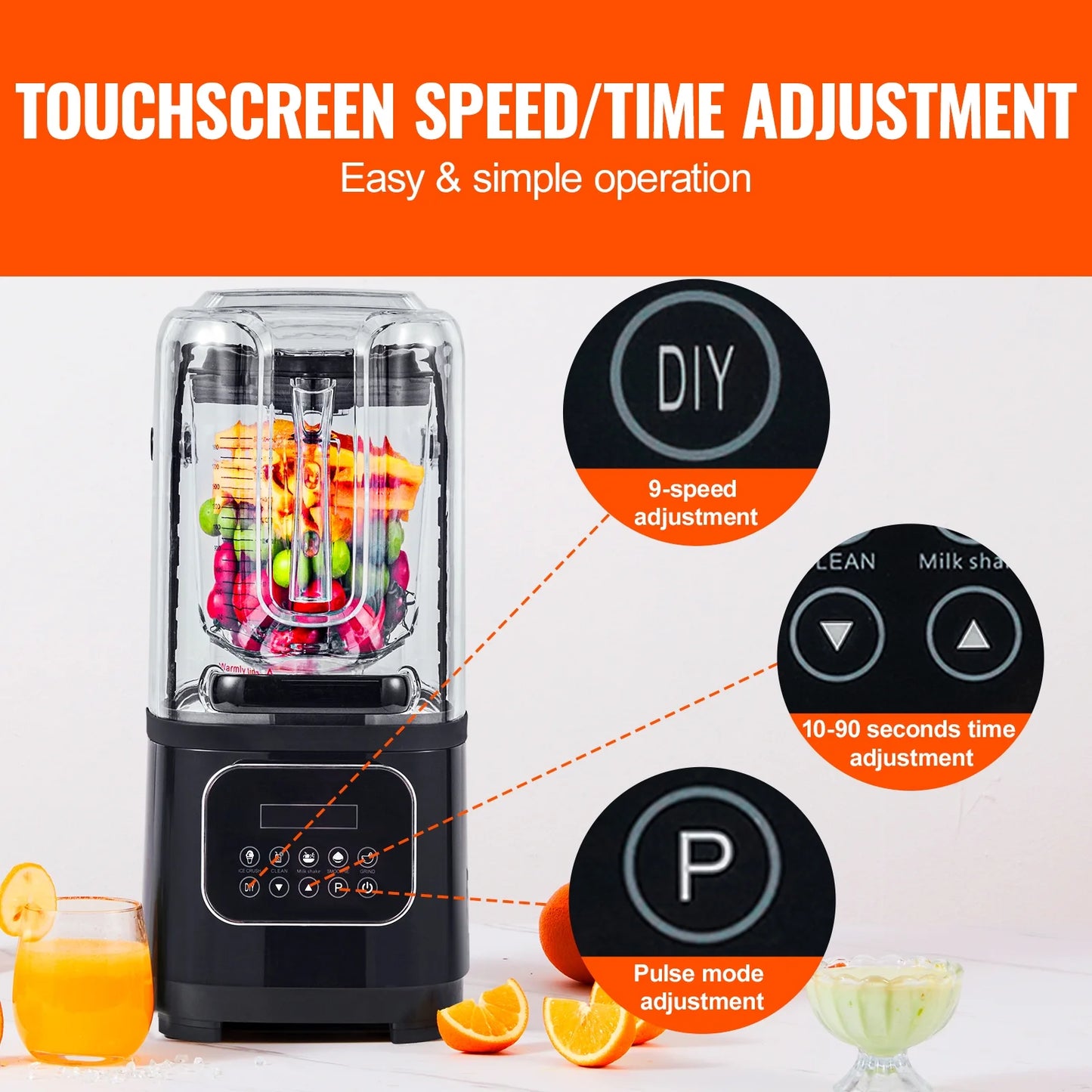 KFFKFF Professional Blender - Ideal for Commercial Use, Countertop Blender for Making 68 Oz Smoothies and Shakes.