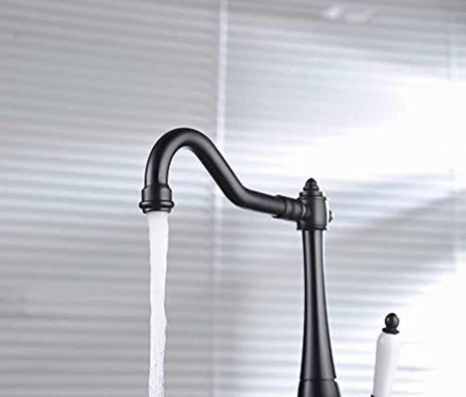 Kitchen Faucet Traditional Period Single Ceramic Lever Kitchen Sink Black
