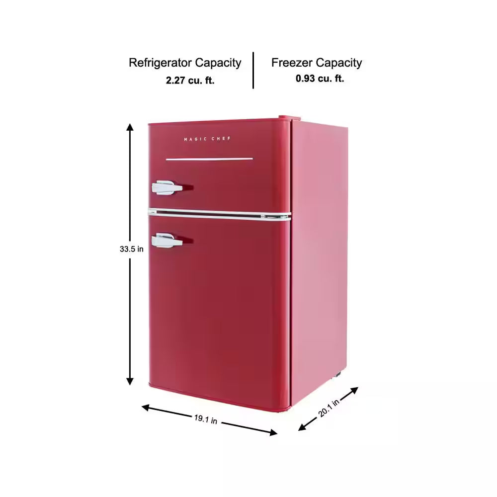 Retro 3.2 Cu. Ft. Two-Door Mini Refrigerator in Red