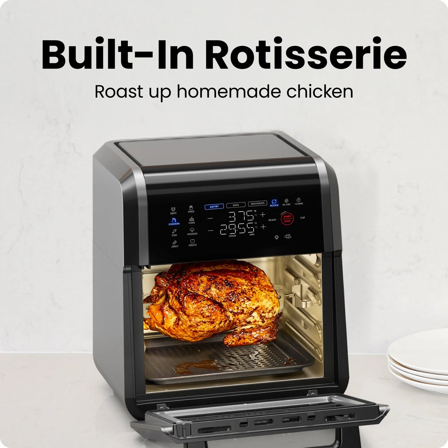 Chefman 6-in-1 Multifunctional Air Fryer Oven with 12 Qt Capacity and Digital Touchscreen - Black