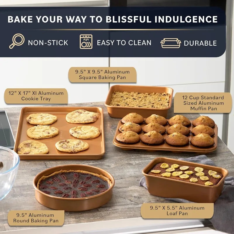 Pots and Pans Set Non Stick - Induction Compatible Kitchen Cookware Sets + Bakeware Sets - Non Stick, PFOA Free, Oven Safe
