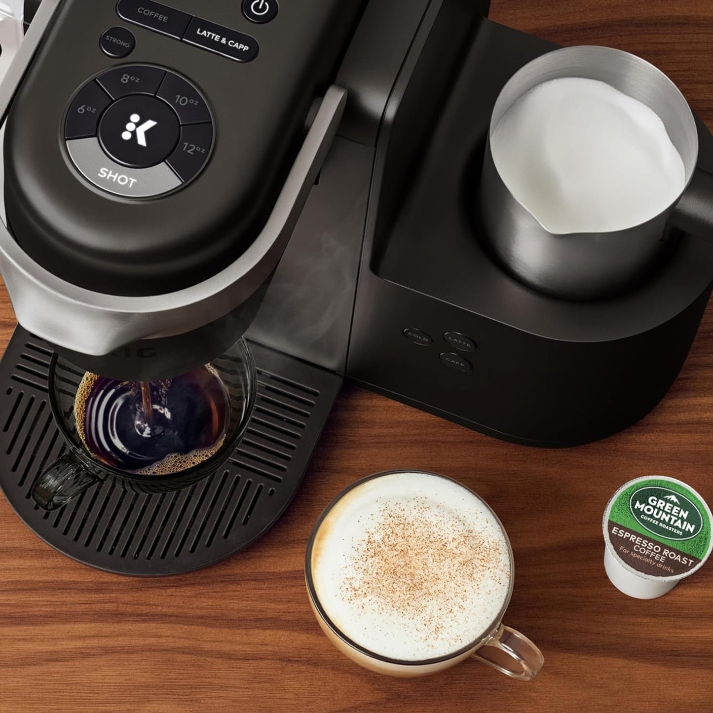 Keurig K-Cafe K-Duo: Multi-Functional Single Serve Coffee, Latte, and Cappuccino Maker in Dark Charcoal