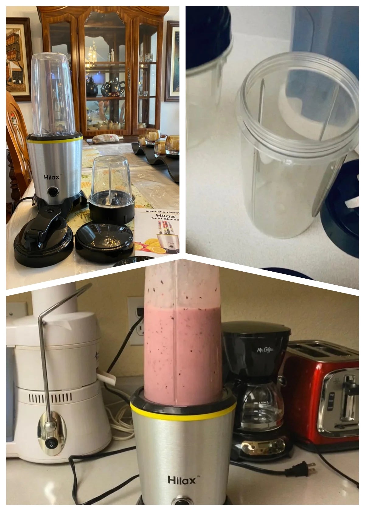 Hilax Personal Portable Blender for Shakes, Smoothies, and Food Preparation - 1200W Countertop Blender with 35oz and 14oz BPA-Free Bottles (Silver)