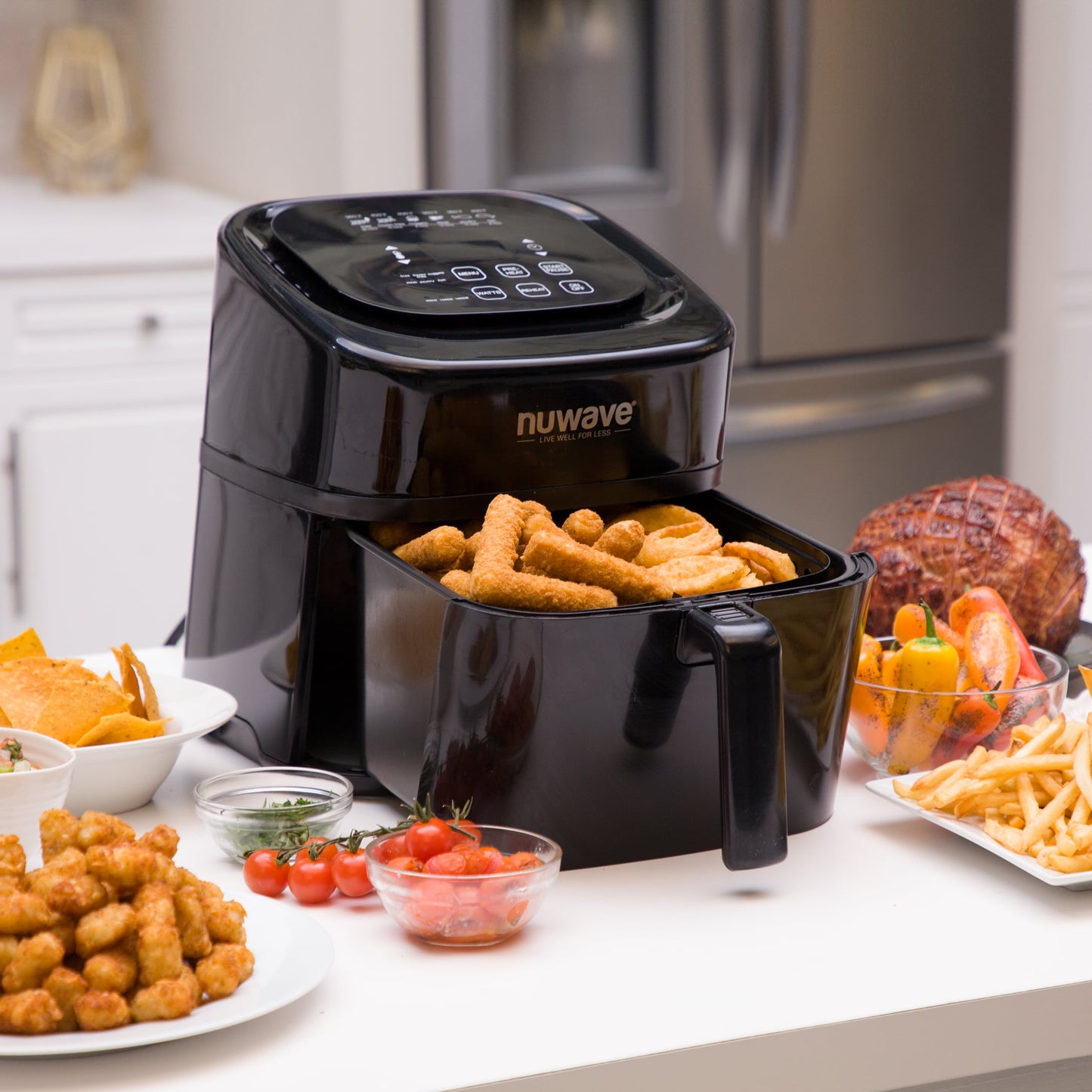 Nuwave Brio 6-Quart Digital Air Fryer with One-Touch Digital Controls, Automatic Shutoff, Stainless Steel, Cooking