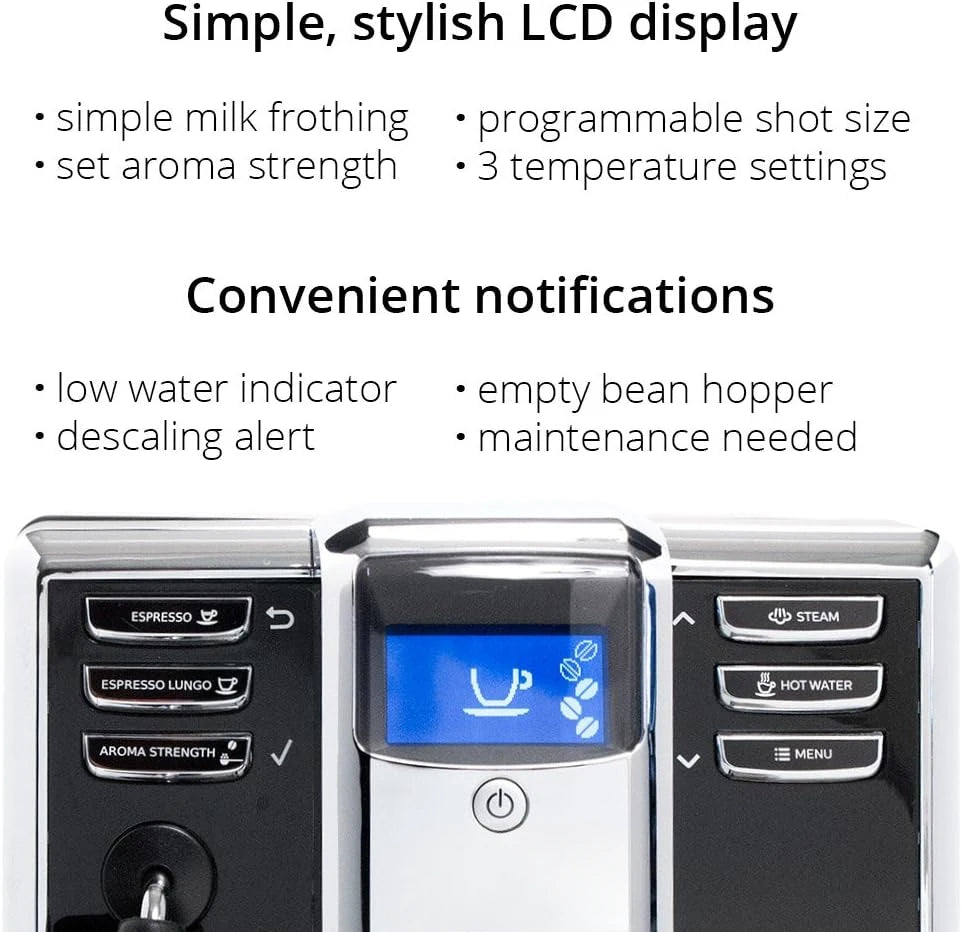 Anima Coffee and Espresso Machine, Includes Steam Wand for Manual Frothing for Lattes and Cappuccinos with Programmable Options