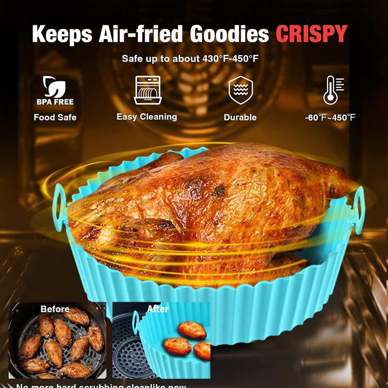 Air Fryer Silicone Liner, 2Pcs Reusable Air Fryer Replacement Basket, Fits 3 to 5 QT Air Fryer, Kitchen Gadgets, Kitchen Accessories, Kitchen Utensils