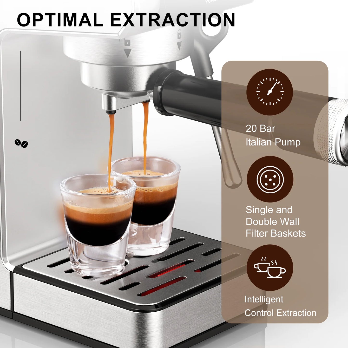 Linkchef Espresso Machine 20 Bar, Professional Espresso Maker with Milk Frother Steam Wand