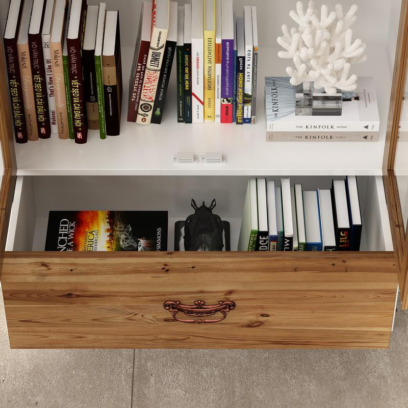 FUFU&GAGA Tall Bookshelf Display Cabinet with Acrylic Glass Doors