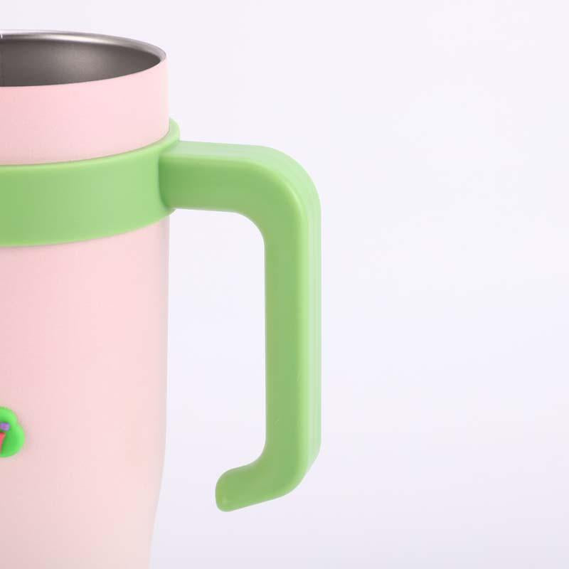40 Oz Tumbler with Handle Straw Lid Insulated Vacuum Stainless Steel Travel Tapered Mug Gift Coffee Cup Holder Friendly Keep Cold or Hot Sweat Proof Resuable, Ice Cream Drinkware Flask