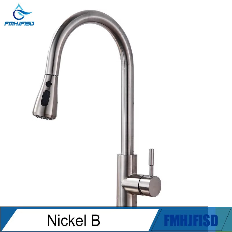 Kitchen Faucet Brushed Gold Pull Out Kitchen Sink Water Tap Single Handle Mixer Tap 360 Rotation Kitchen Shower Faucet