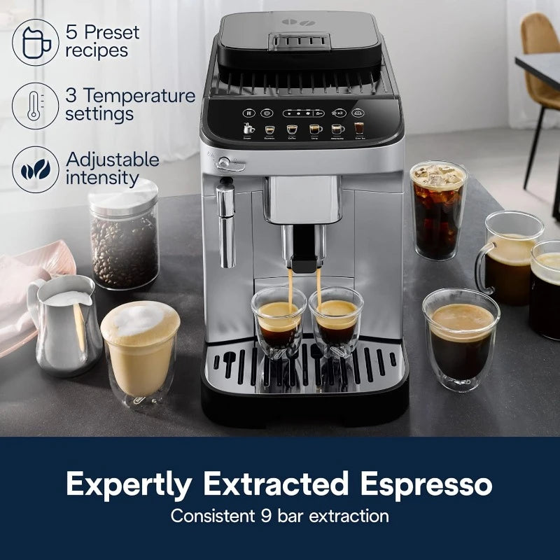 Magnifica Evo Automatic Espresso & Coffee Machine with Manual Cappuccino, Iced Coffee, Built-in Grinder, ECAM29043SB