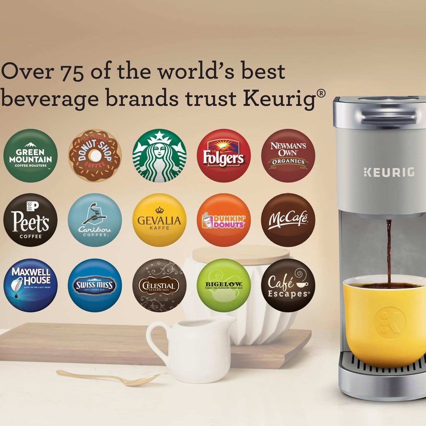 Keurig K-Mini Plus Coffee Maker - Compact & Convenient Single Serve with 6-12oz Brew Sizes, Holds 9 K-Cup Pods, Travel Mug Friendly - Studio Gray