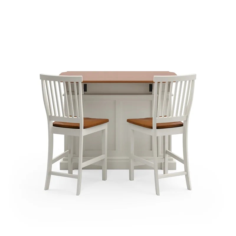 Homestyles Americana Wood Kitchen Island Set in off White