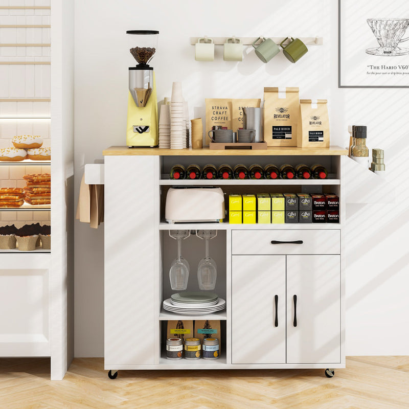 Mobile Kitchen Island Cart with Integrated Power Outlet for Dining Spaces
