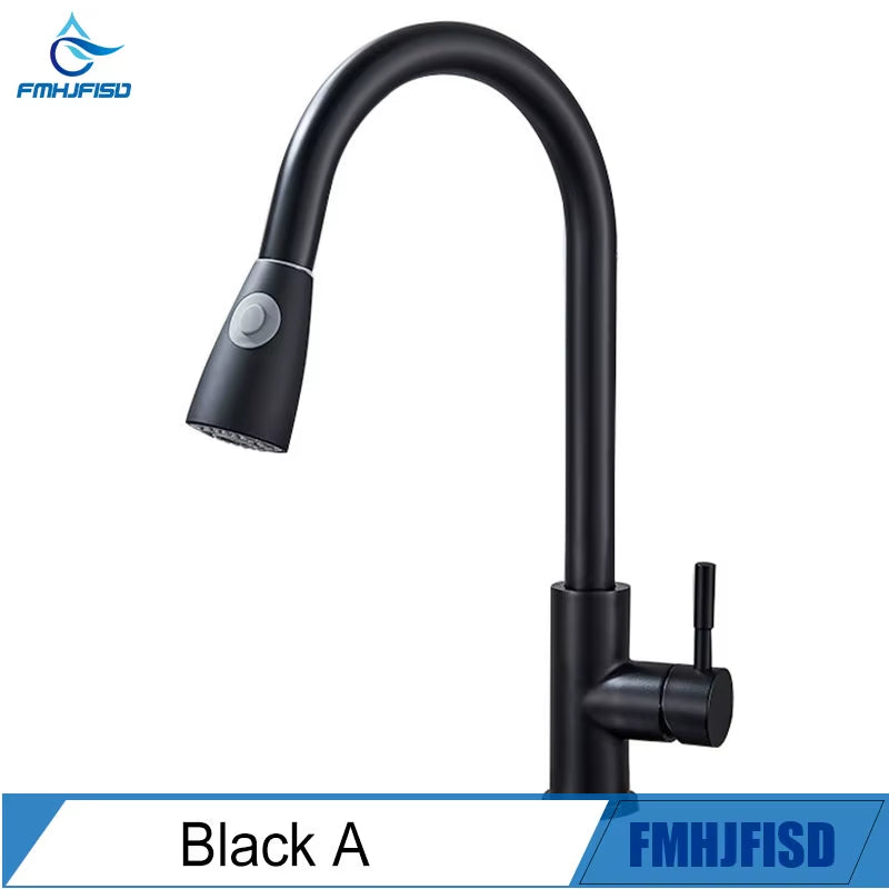 Kitchen Faucet Brushed Gold Pull Out Kitchen Sink Water Tap Single Handle Mixer Tap 360 Rotation Kitchen Shower Faucet