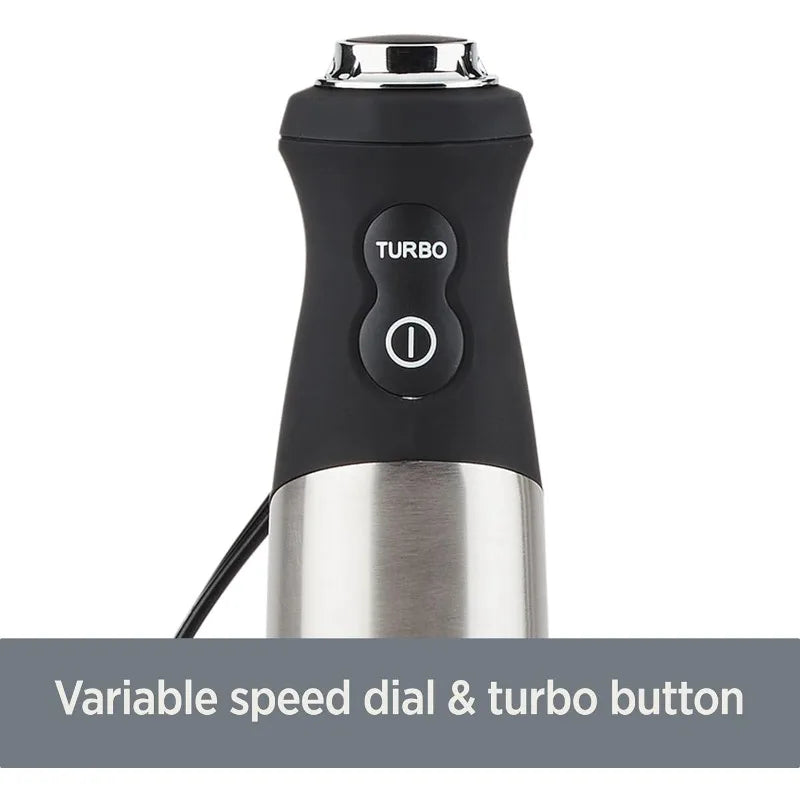 Electrics Stainless Steel Immersion Blender 2 Piece Turbo Function 600 Watts Detachable, Variable Speed Control, Hand Blander