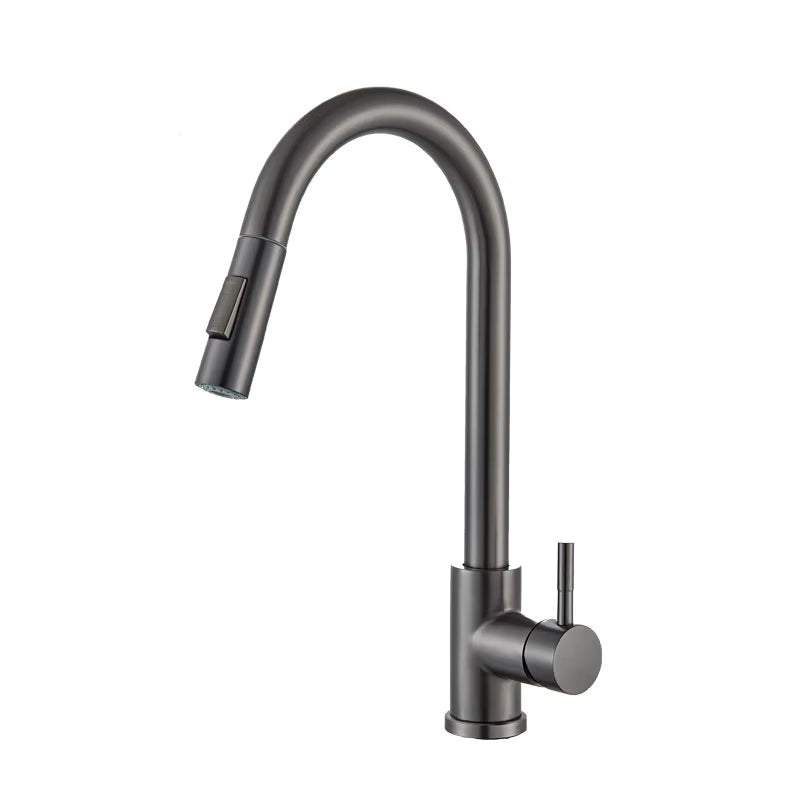 Kitchen Faucet Brushed Gold Pull Out Kitchen Sink Water Tap Single Handle Mixer Tap 360 Rotation Kitchen Shower Faucet
