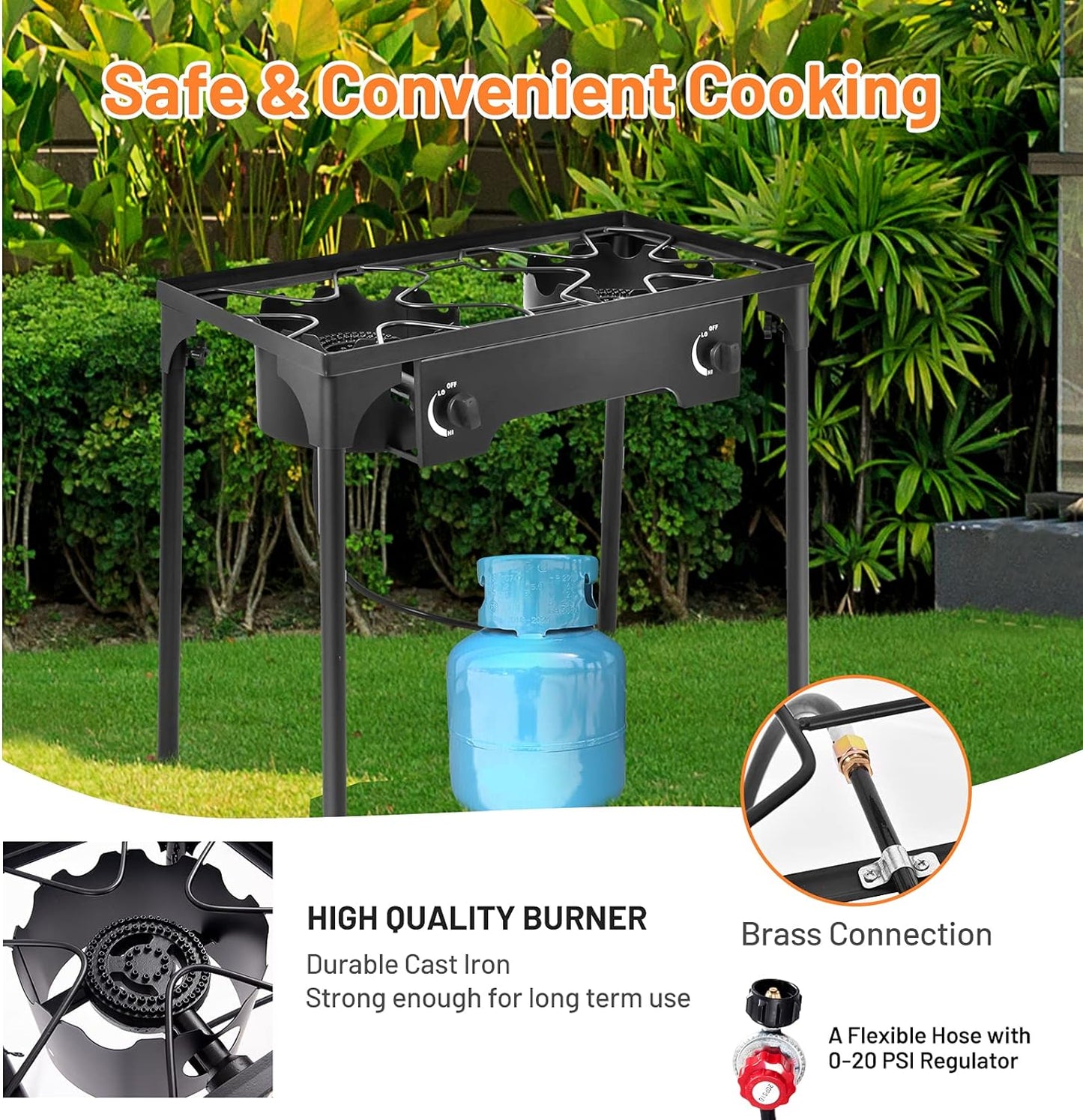 Giantex High-Pressure Outdoor Double Burner Stove - 150,000 BTU Portable Propane Grill for Camping & Picnics