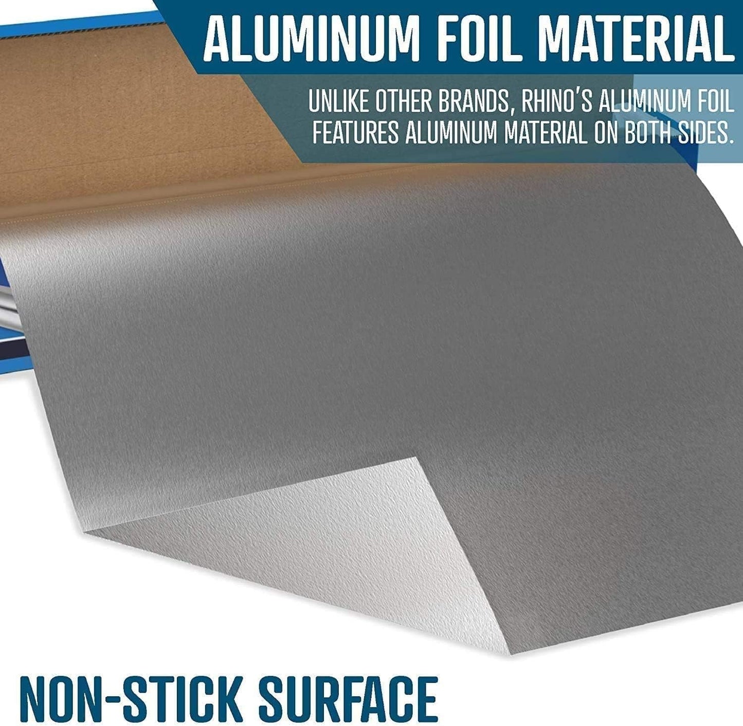 Rhino Heavy-Duty Commercial Grade Aluminum Foil - 18" x 525 ft Roll, 25 Microns Thick, Perfect for Food Service Applications (Single Roll)