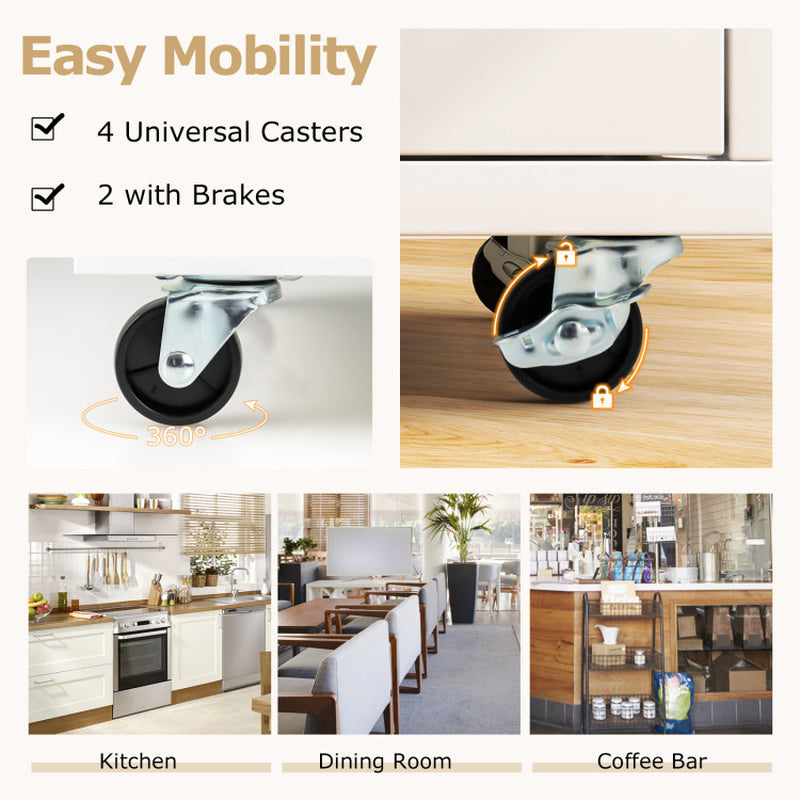 Mobile Kitchen Island Cart with Integrated Power Outlet for Dining Spaces
