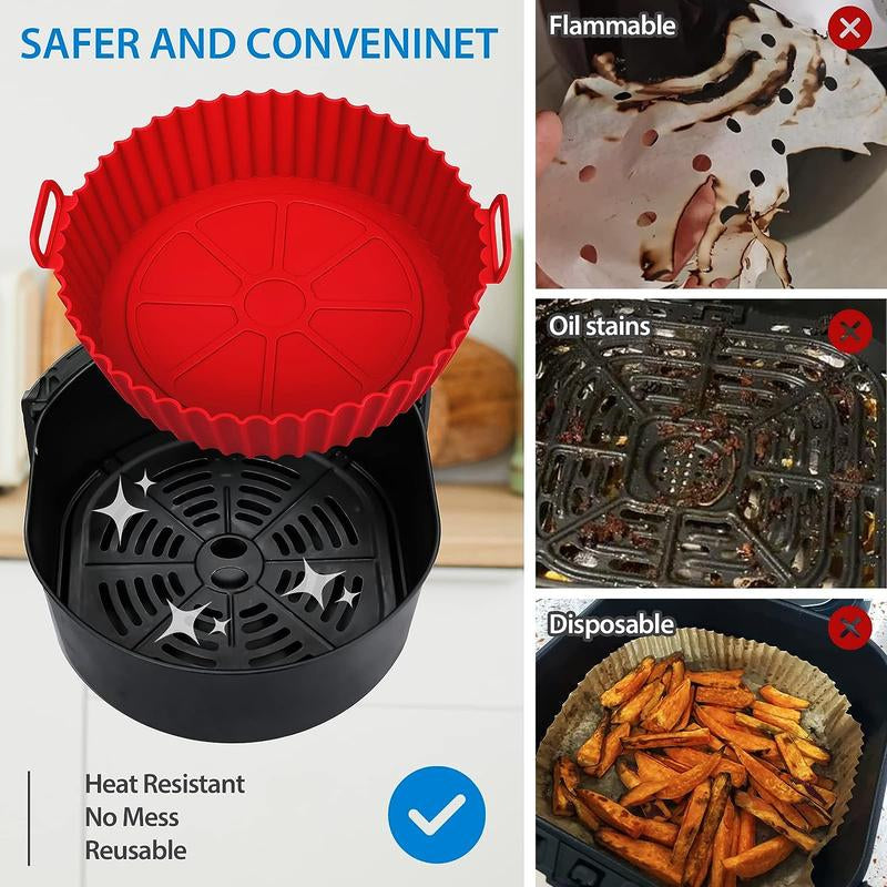 Air Fryer Silicone Liner, 2Pcs Reusable Air Fryer Replacement Basket, Fits 3 to 5 QT Air Fryer, Kitchen Gadgets, Kitchen Accessories, Kitchen Utensils