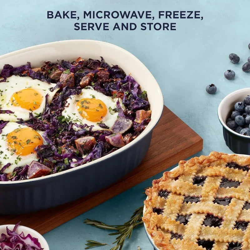 Ceramic Bakeware Set with Lids, Chip and Crack Resistant Stoneware Baking Dish, Microwave, Dishwasher, Oven